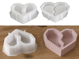 Molde silicona corazon dividido